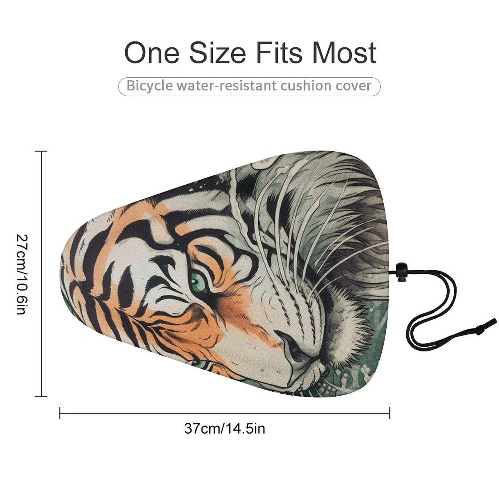 A Hand Drawn Tiger Bike Seat Cover for Men Women, Waterproof & Dustproof Bike Seat Cushion with Drawstring, Adjustable Bicycle Saddle Cover for Or Rain & Sun Protection