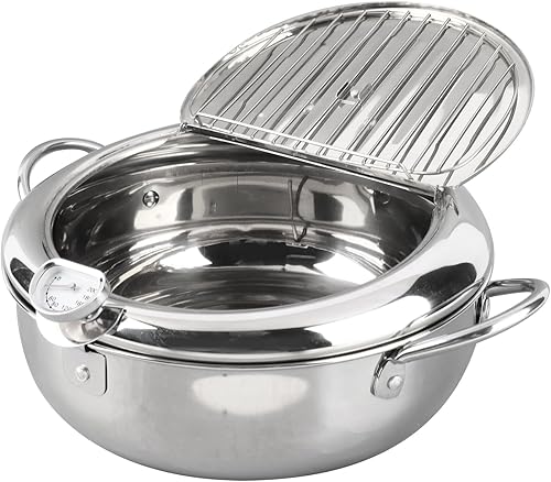 Miniatura 4 de Sartén de acero inoxidable, freidora de estilo japonés, tapa de olla de temperatura controlable, fácil de limpiar y almacenar, adecuada para