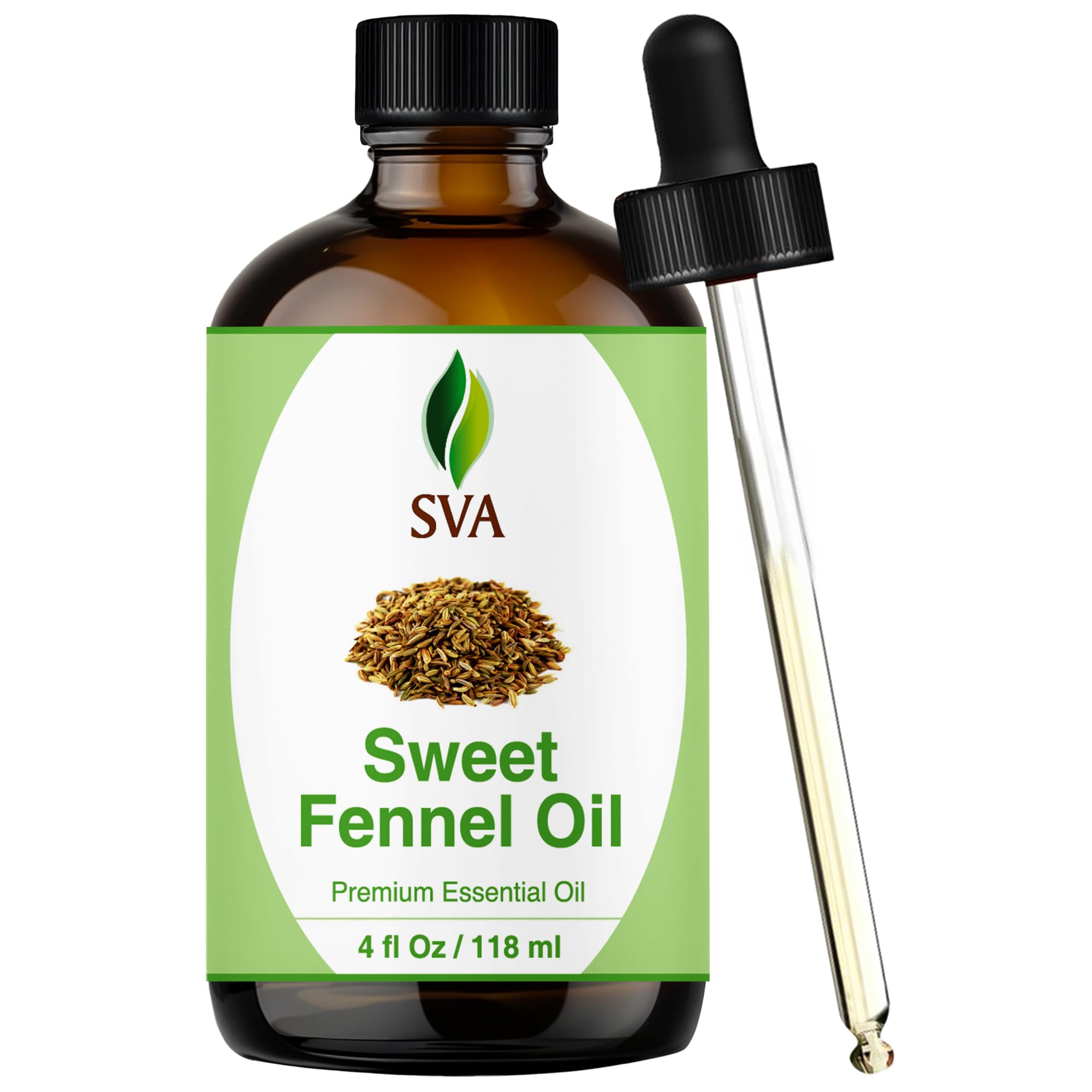 SVA ORGANICS Fennel Sweet Essential Oil- 118 ml (4 fl. oz.) 100% Pure, Natural & Premium Therapeutic Grade for Glowing Skin, Strengthened Hair, Aromatherapy & Massage