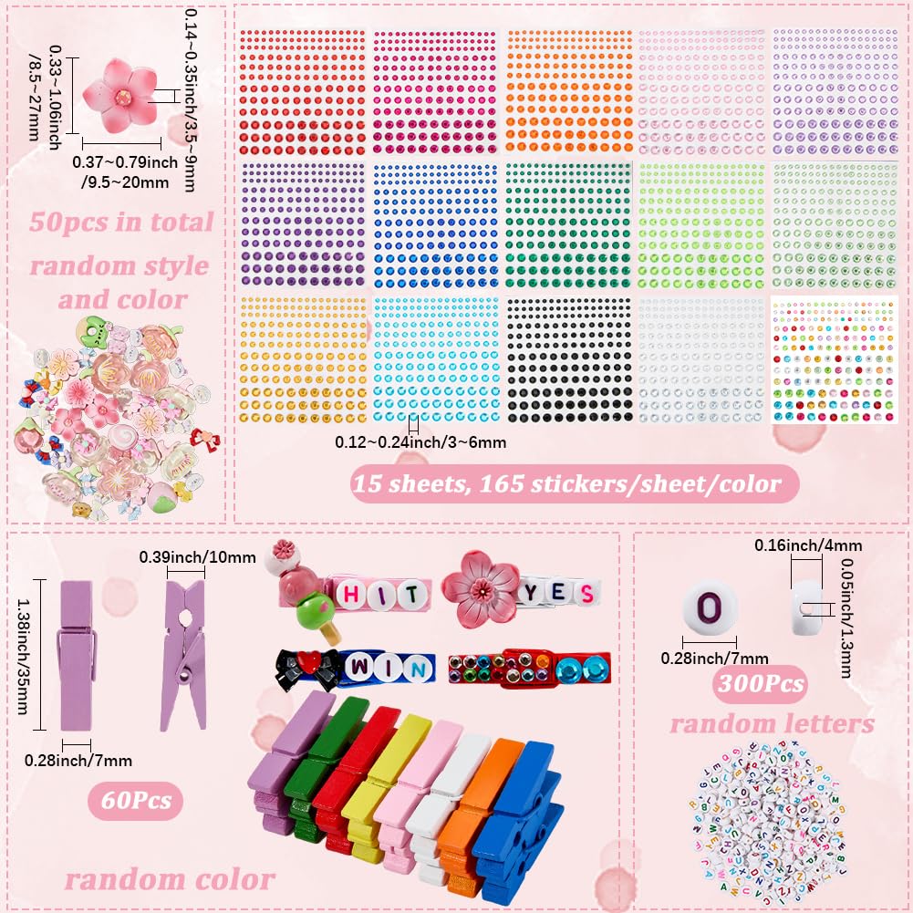 SOFPLATE 2 Box 425Pcs 60 Sets Cheer Craft Kit Cute Cheer Pins for Backpacks DIY Wooden Clips with Rhinestone Stickers Resin Charms Letter Beads for Team Gift Cheerleading Decor Party Favor Supplies - Image 2