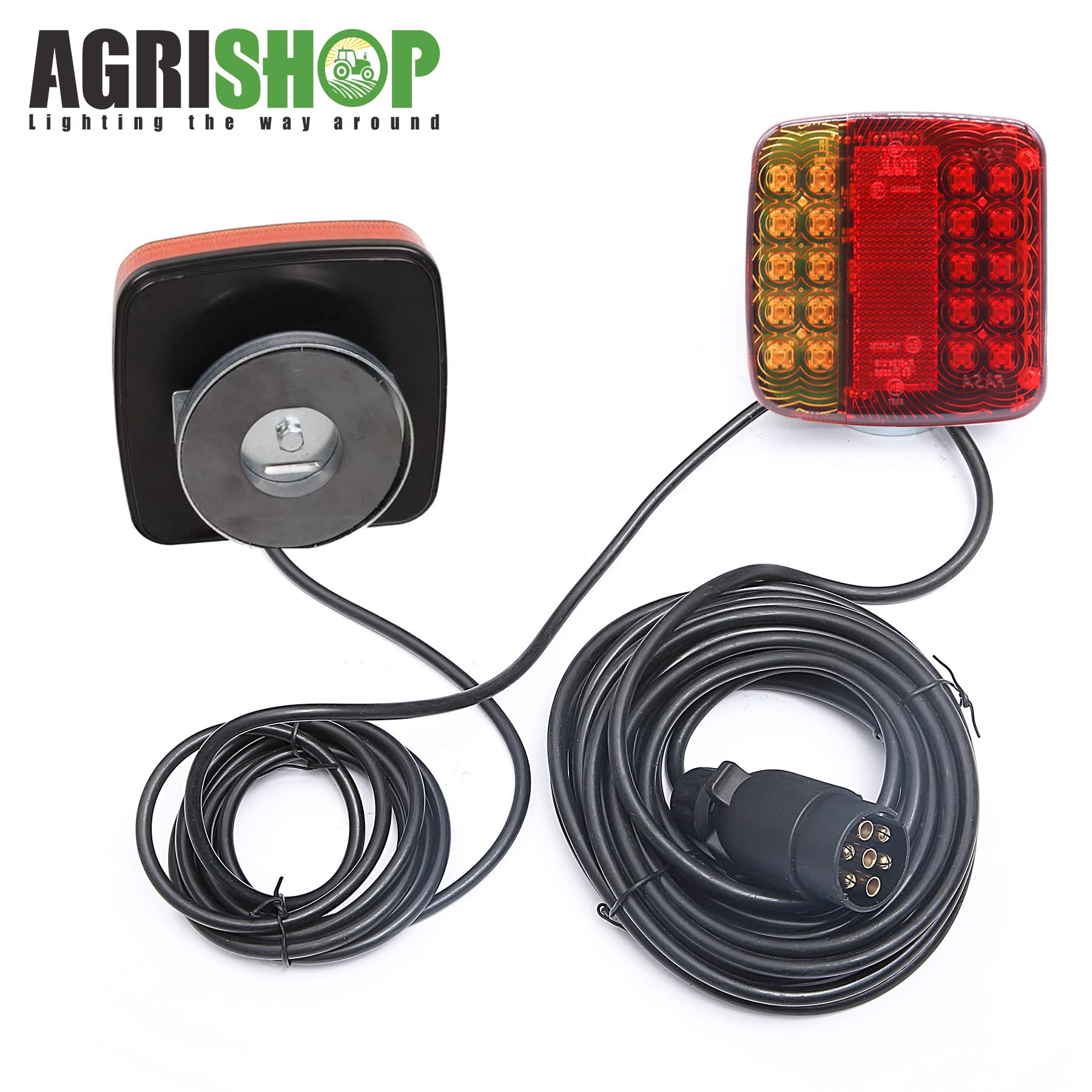 Justech Feux Arrière Remorque 40 LEDs Feux Remorque Homologués E-mark, Feux De Remorque IP65 Étanche Magnétique Câble De 7,35m 7 Broches Pour Remorque, Camion, Tracteur 12V/24V