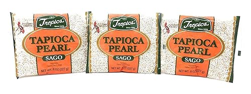 Tropics Sago perla de tapioca (pequeño), peso neto: 8 onzas (8.01 oz) por paquete, paquete de 3