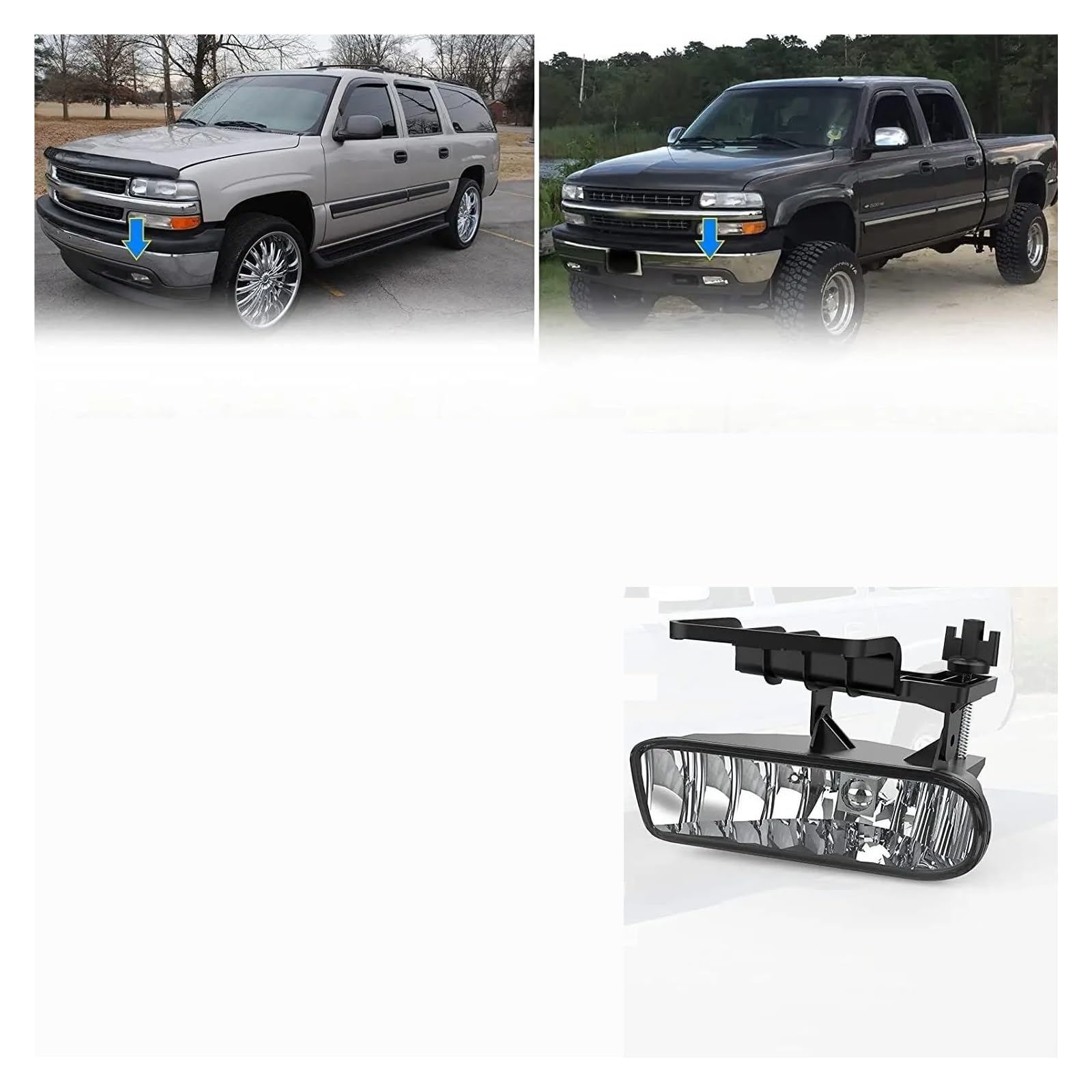 Fendinebbia LED PER CHEVY PER SILVERADO 2000-2006 PER SUBURBAN PER TAHOE 1999-2002 PARAURTI ANTERIORE CON LENTE TRASPARENTE, COPPIA DI FARI FENDINEBBIA