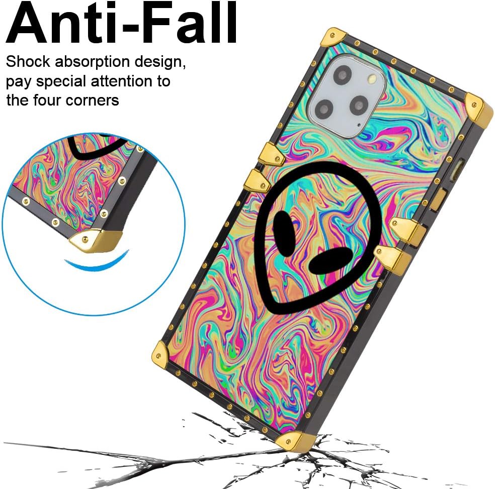 Fiyart Luxury Case iPhone 11 Pro MAX 6.5 inch 2019 Tie Dye Alien Face Soft TPU Wrapped Edges and Hard PC Back Stylish Classic Retro Cover