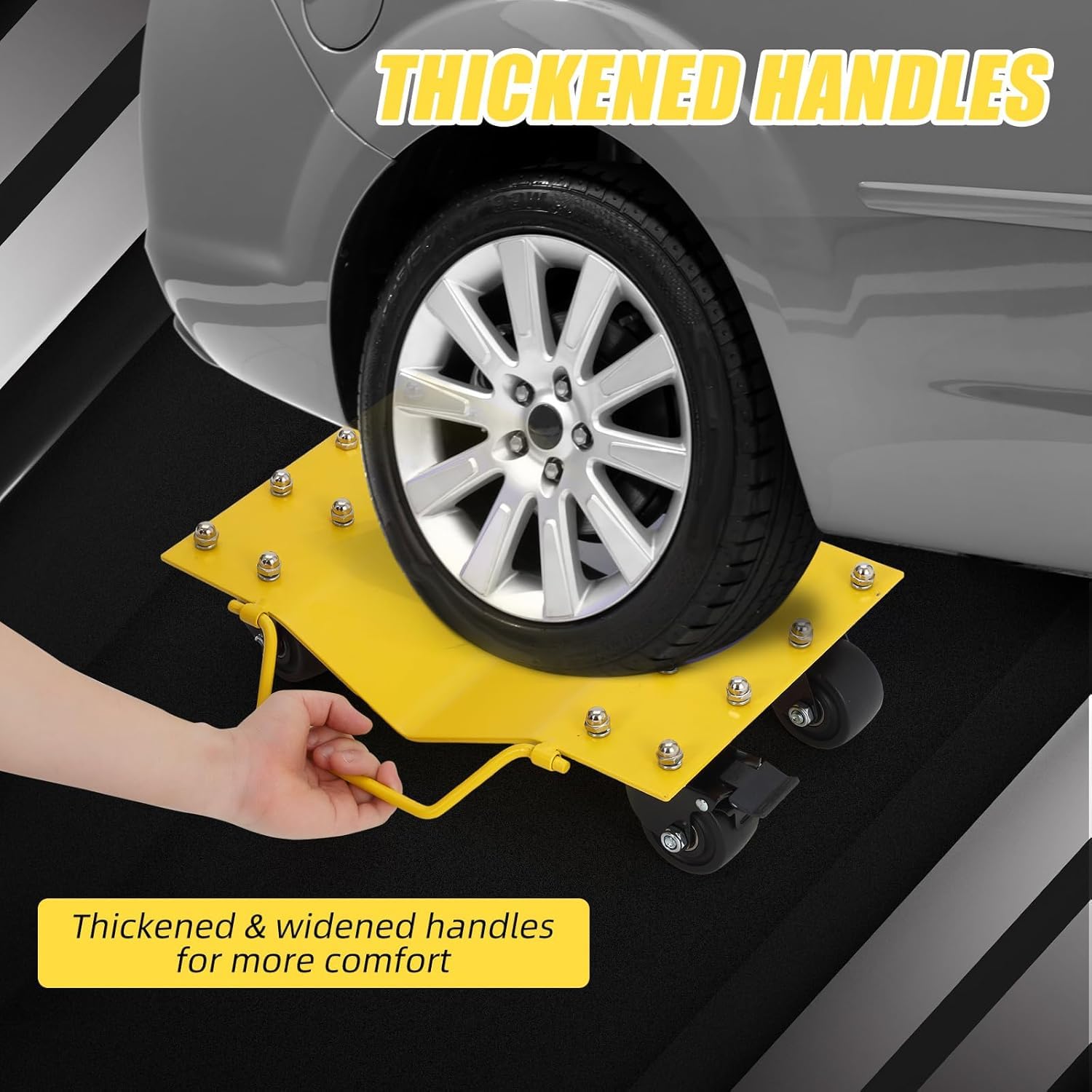 Set di carrelli per ruote per auto per carichi pesanti, capacità 8000 libbre, set di 4 carrelli per ruote, carrello con supporto per pneumatici per spostare auto, camion, motociclette, barche, giall