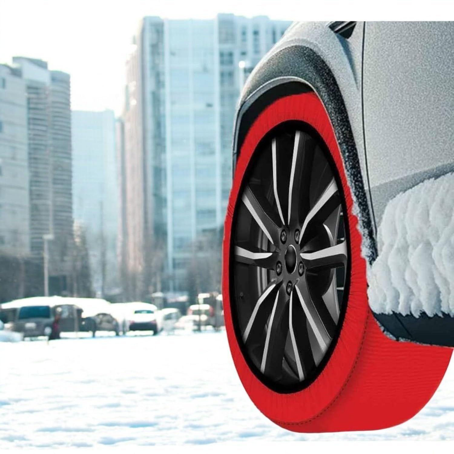 Calze da Neve, omologate Italia EN 16662-1, 2 Calze Neve Auto, Montaggio rapido, Guanti Inclusi, Snow Socks Ultra Grip (XL) 236x43 cm