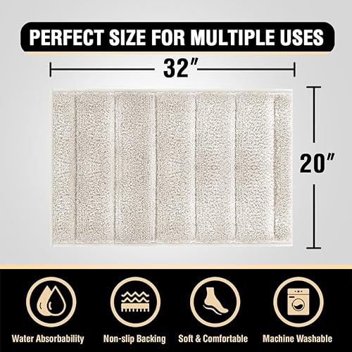 Miniatura 2 de H.VERSAILTEX Alfombra de baño de terciopelo grueso, súper peluda, suave, antideslizante, absorbente de agua, a rayas, se seca rápidamente, lavable y