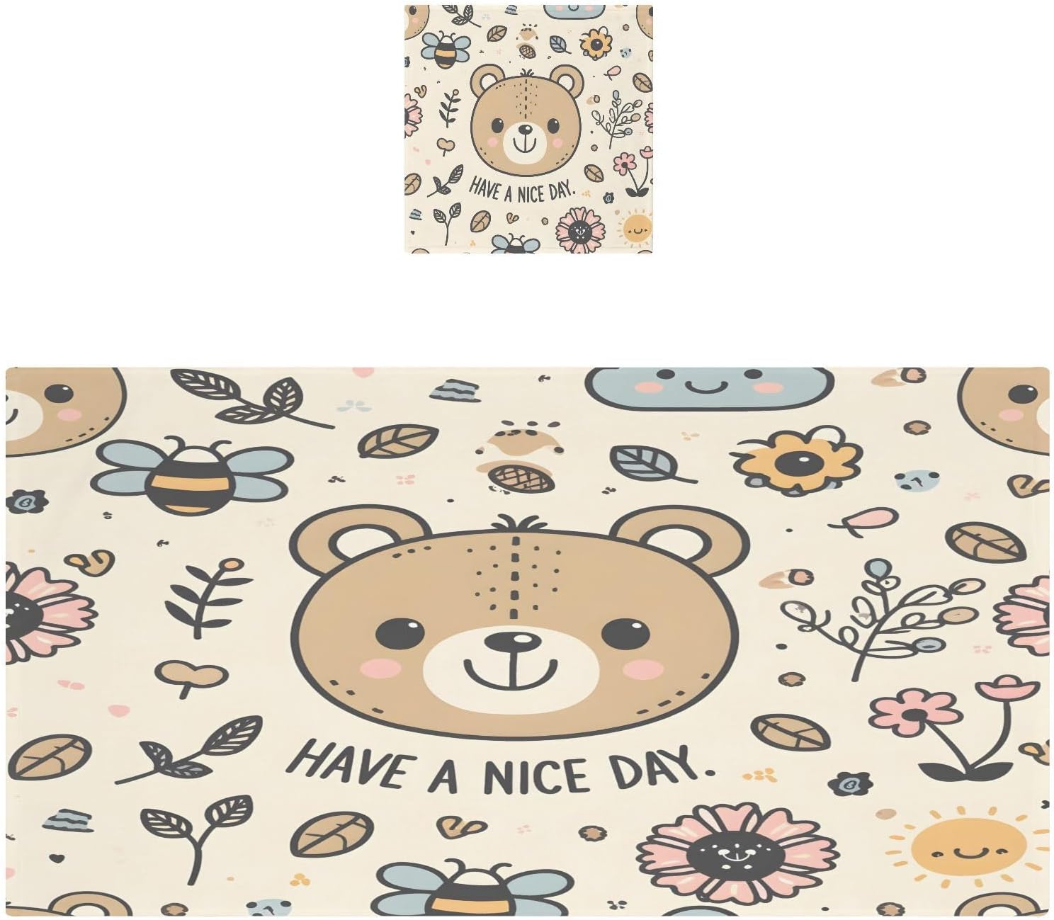 Hand Towels Premium Soft and Highly Absorbent Cute Bear Smile Face 2 Pcs Towels for Bathroom Set 100% Cotton Decorative Face Towels