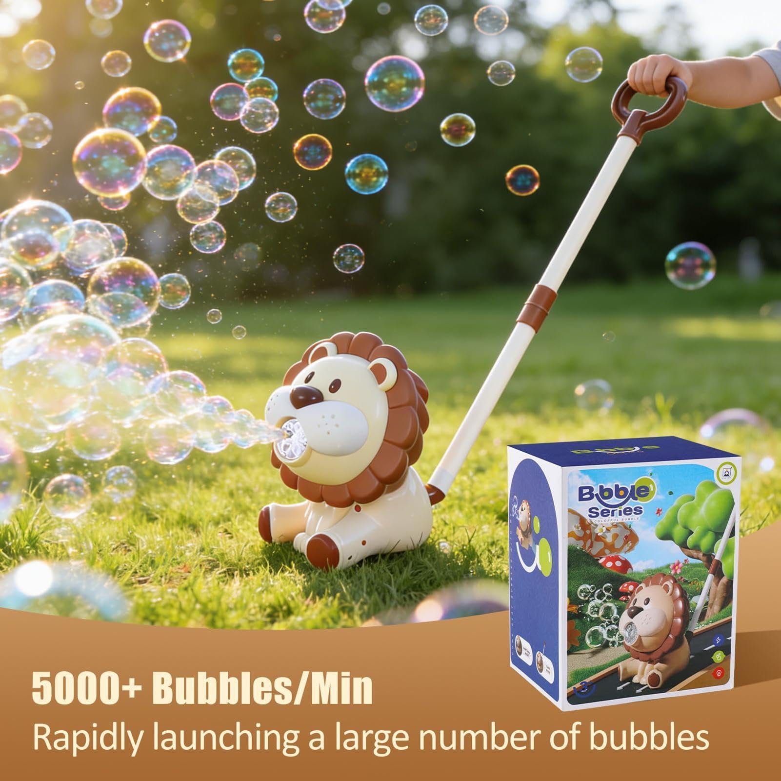 Bolle di sapone tosaerba a forma di leone, divertente giocattolo automatico in schiuma | Macchina per bolle di sapone ricaricabile per bambini, per doccia, bagno, festa di compleanno, giardino