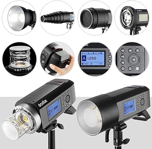 Miniatura 6 de Godox AD400 Pro - Luz estroboscópica flash para exteriores, 400 ws 18000s HSS TTL todo en uno, lámpara de modelado LED de 30 W, tiempo de reciclaje