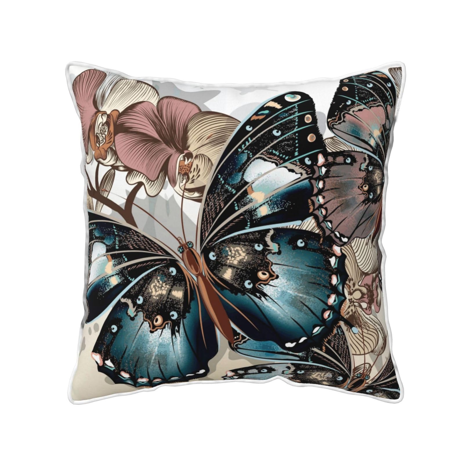 FZGGWYHL Butterfly flowers printed Velvet Throw Pillow Cover Pillowcase