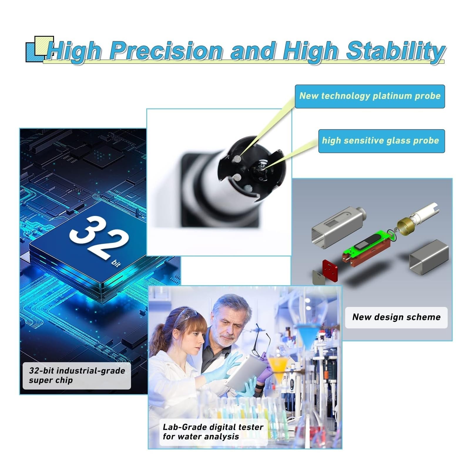 Medidor De PH Digital Recargable 5 En 1 Salinidad/temperatura Con Pantalla Datos Simultánea For Laboratorio Acuarios Hidropónicos MedicióN Precisa