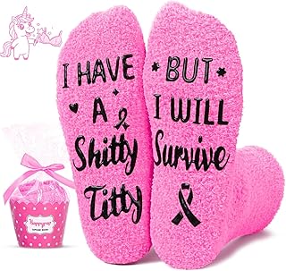 HAPPYPOP Funny Socks for Women - Breast Cancer Gifts for Patient Survivors, Gift for Besties