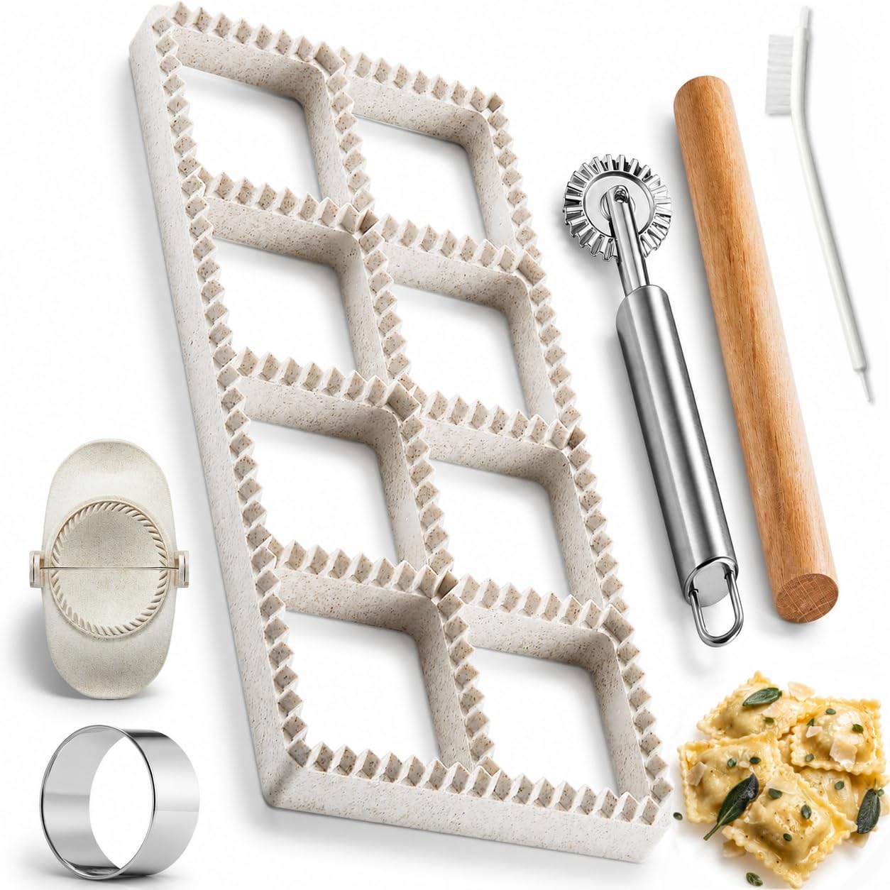 Ravioli Maker Press, Ravioli Cutter, 8-Holes Square Mold, Empanada Press