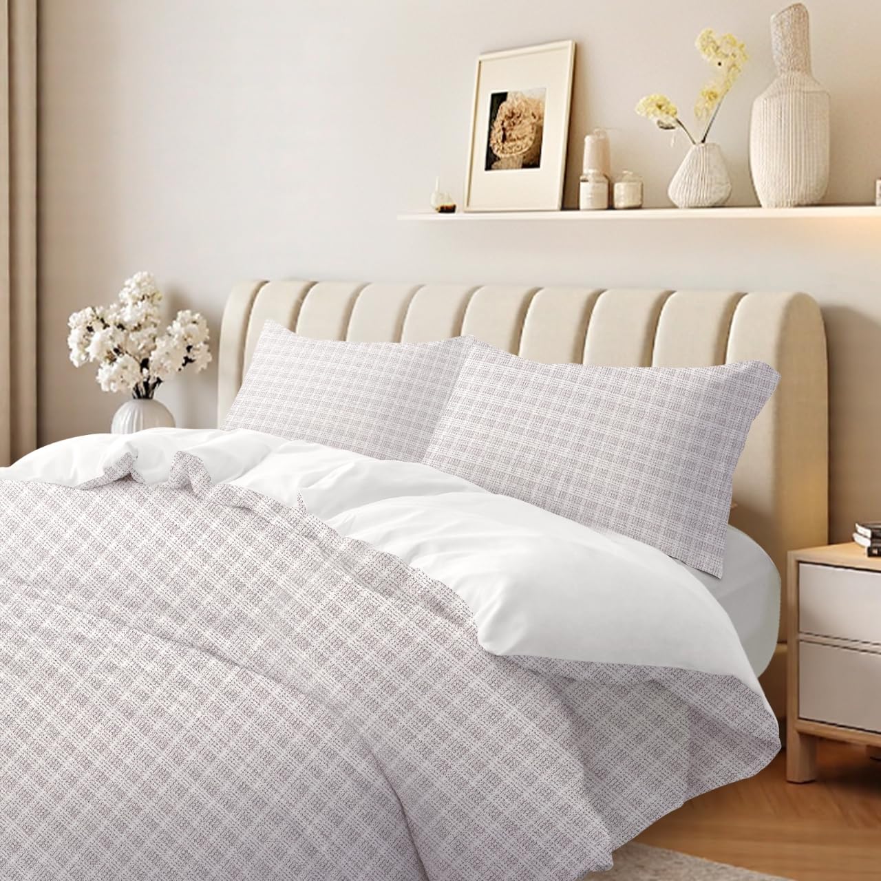REDSSEN 3 Side Opening Duvet Covers Set, 400TC Organic Cotton, 3 pieces with Duvet Cover, Two Pillowcases - Image 3