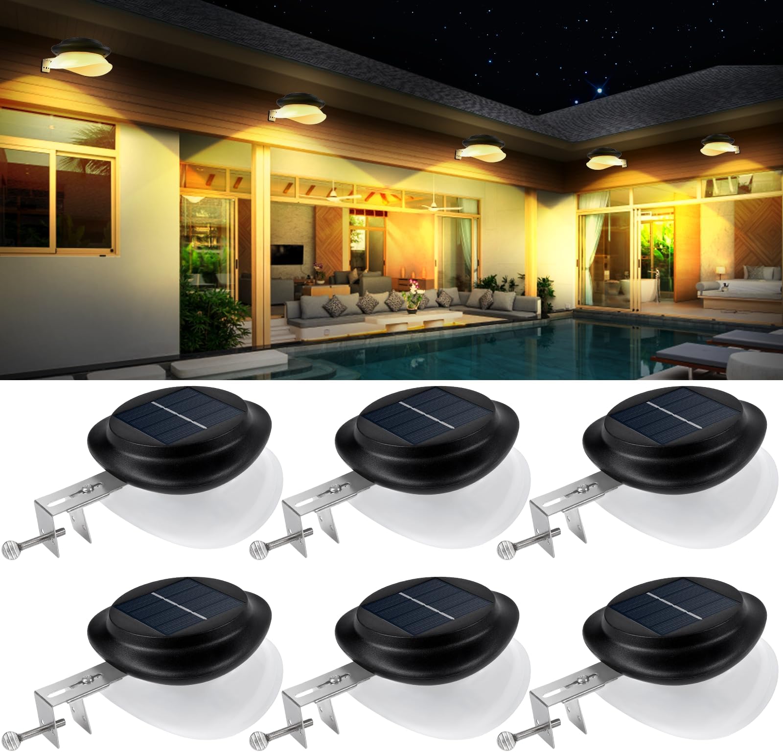 12 Pieces Solar Gutter Solar Lights Outdoor 9 LED Waterproof Gutter