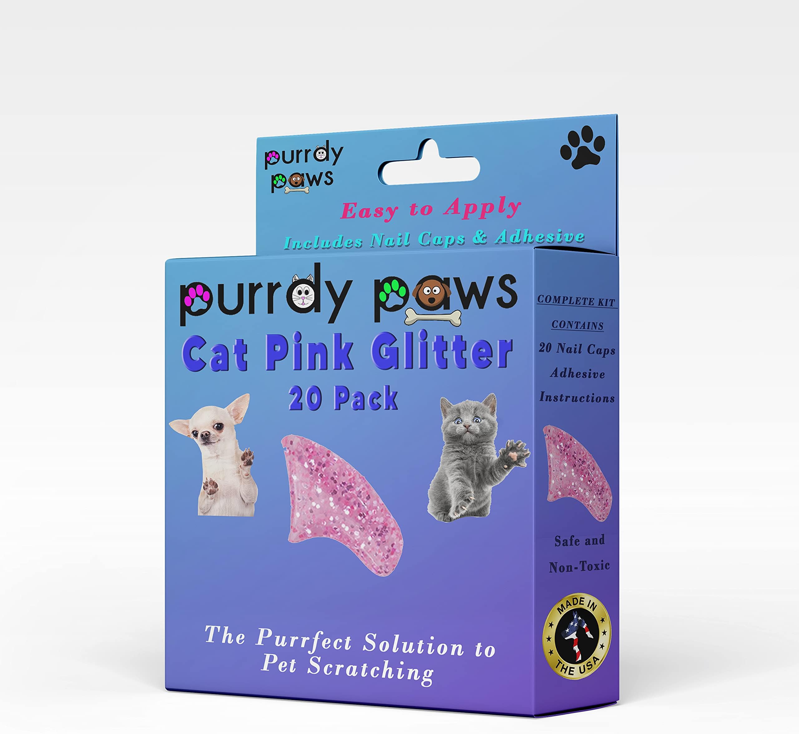 Soft Nail Caps for Cat Claws Pink Glitter Kitten