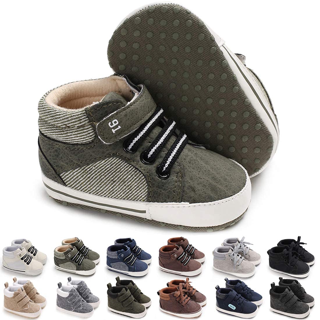 CENCIRILY Baby Boys Girls High Top Sneakers Soft Soles Anti Skid Infant Ankle Shoes Toddler Prewalker First Walking Crib Shoes