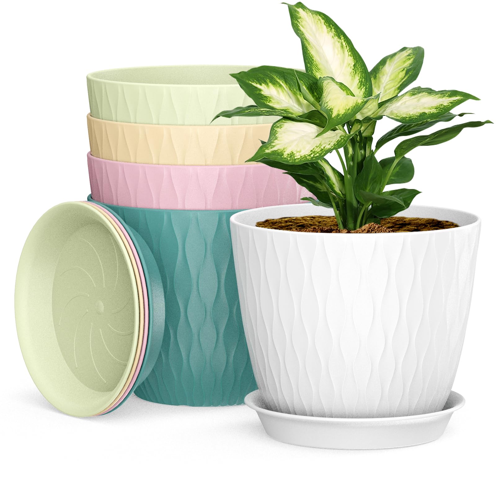 Homeuouz 5 Packs Blumentopf mit Untersetzer