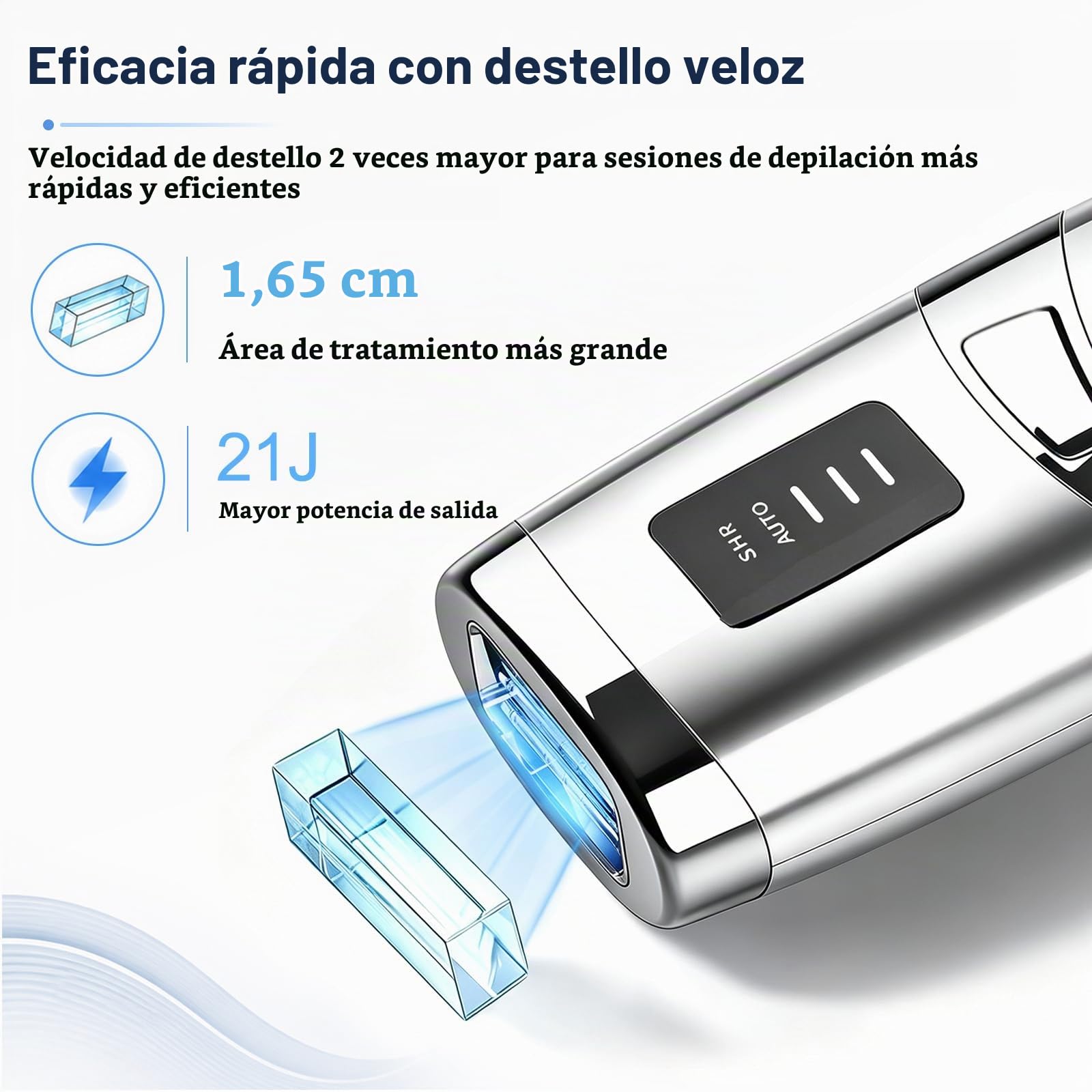 Depiladora Laser Mujer, 999.999 Flash 3 Niveles Casa, Depiladora IPL, Plata