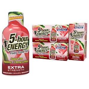 5-hour ENERGY Extra Strength Energy Shot Watermelon Flavor 1 93 oz 30 Count Zero Calories Sugar-Free 230 mg