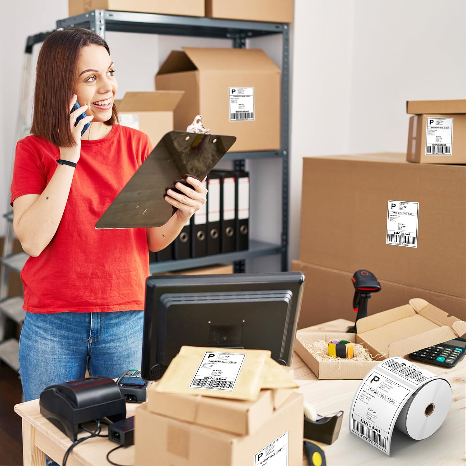 4" x 6" Thermal Labels, 4 Roll, 450 Labels/Roll, Compatible with Zebra Rollo, Nelko, Munbyn, Jadens, Shipping Label, Commercial Grade, Permanent Adhesive