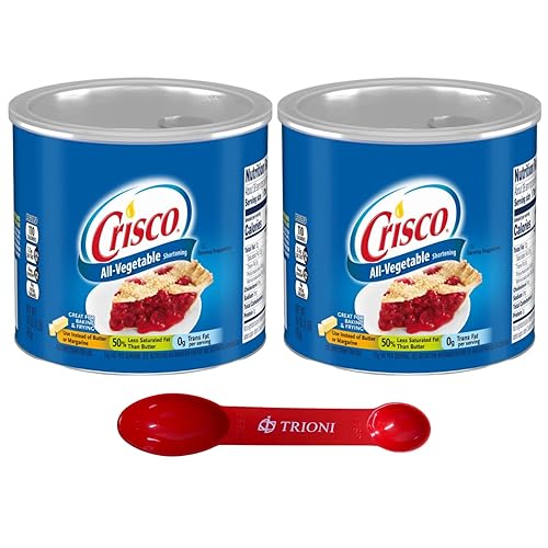Paquete de dos (2) recipientes resellables de 16 onzas de mantequilla vegetal Crisco, un manteca para hornear junto con nuestra cuchara medidora