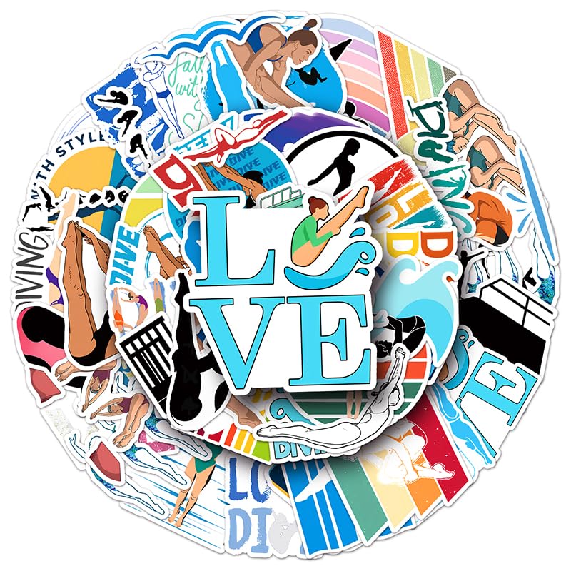 Scuba Diving Sports Stickers,50Pcs Waterproof Diver Dive Stickers for Scrapbooking Water Bottles Laptops Helmets Suitcase Lugguage Cars Skateboards - Image 2