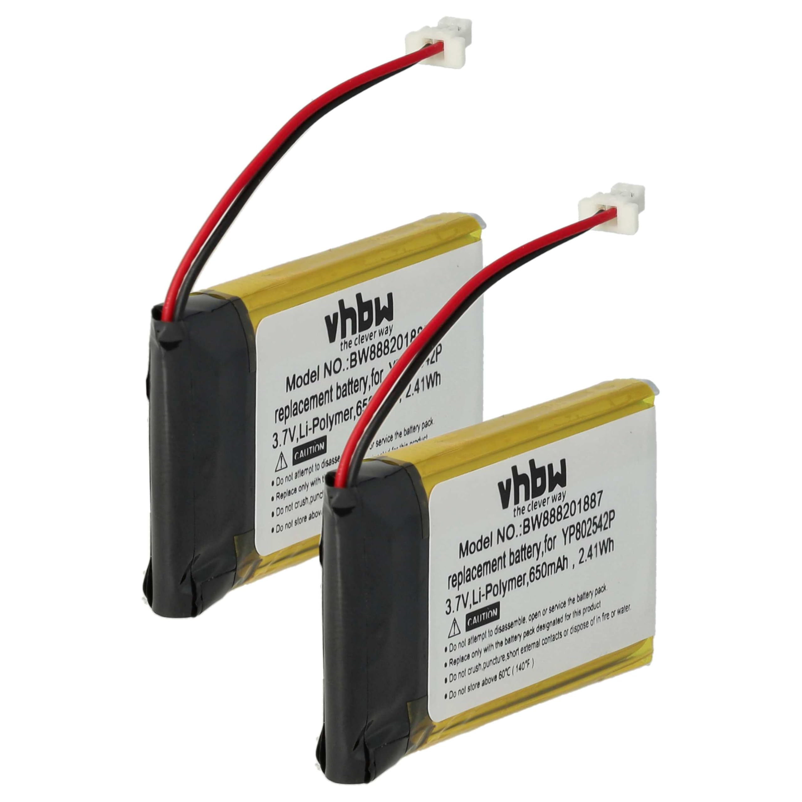 vhbw 2x Bateria Kompatybilna Sena SF1 SMH-20S 10S 20S SF2 SF3 650mAh 3,7V Li-Poly