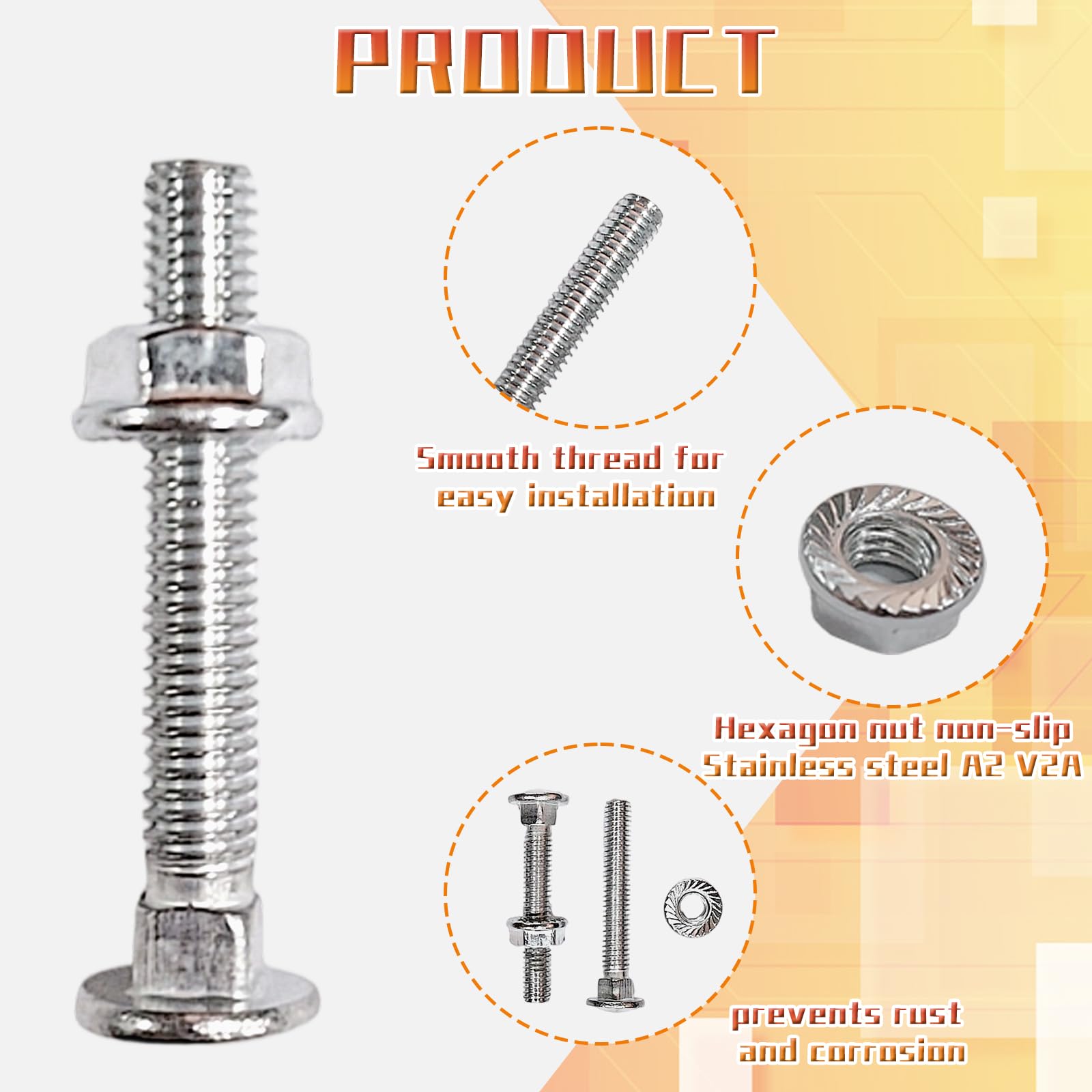 20pcs M8 Coach Bolts, M8x40mm Carriage Screws with Flange Nuts, Carbon Steel, Coach Screws, M8*40mm 20pcs - Image 2