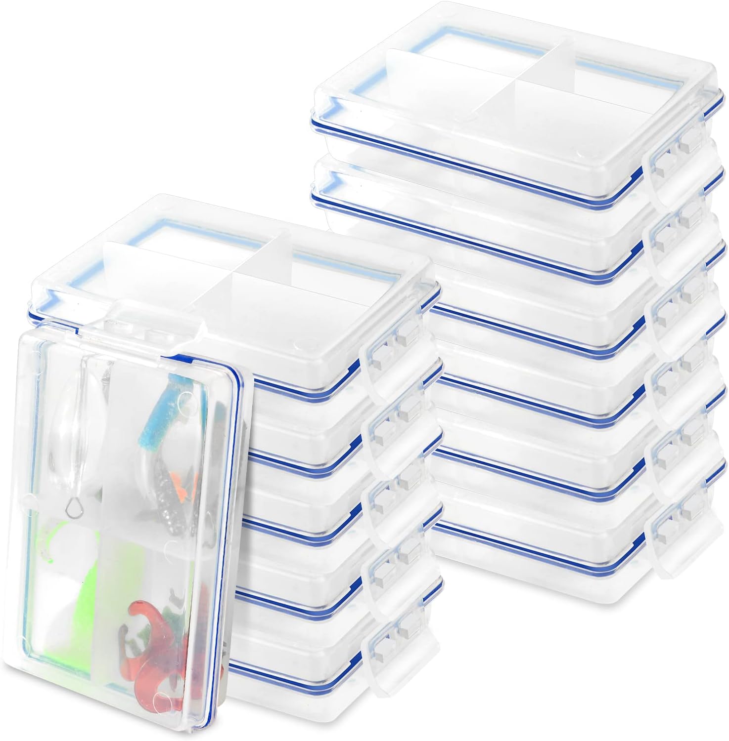 12 Pcs Mini Fishing Tackle Box Waterproof Small Tackle Box