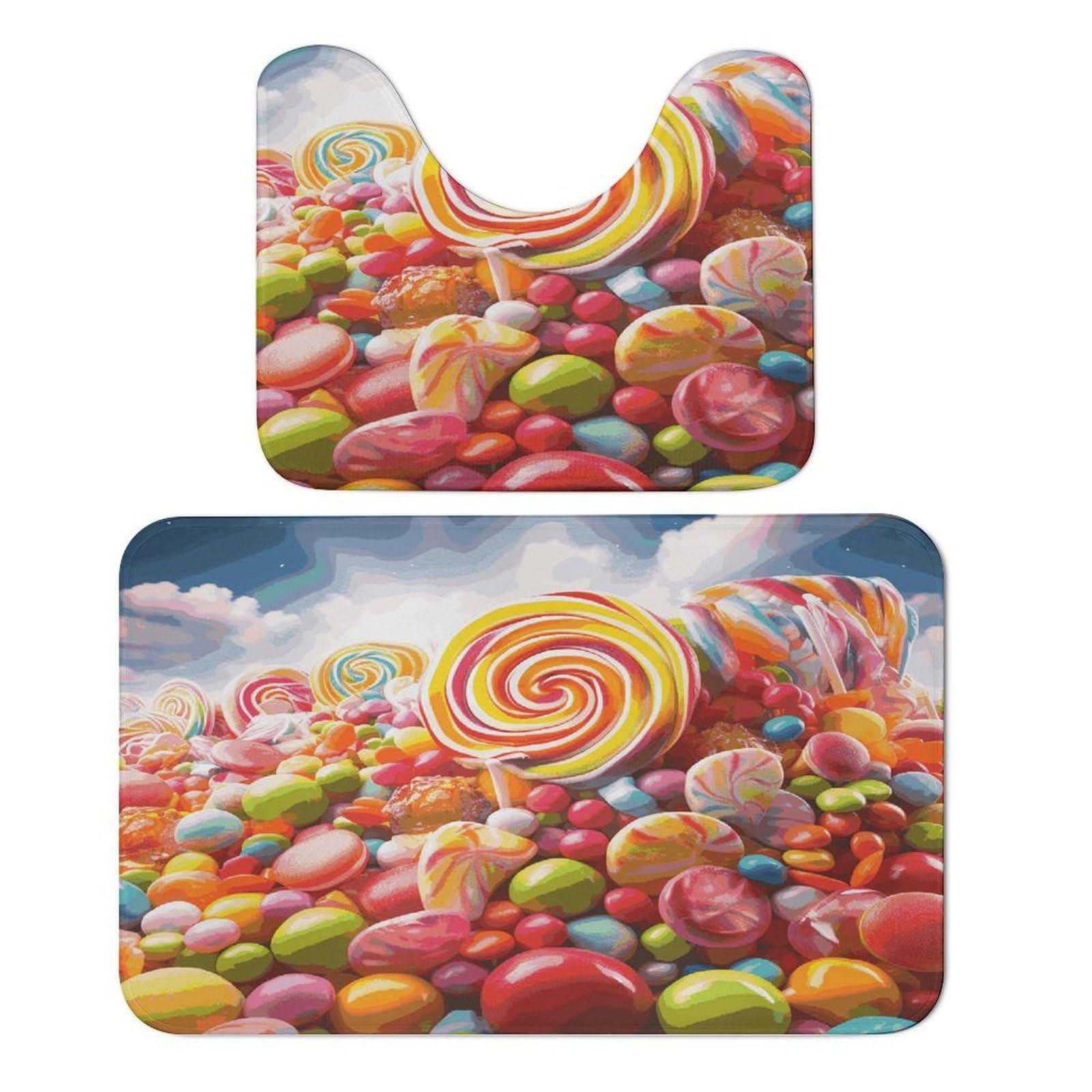 Tapis de sol velours corail Rainbow Candy absorbant et doux pour votre salle de bain