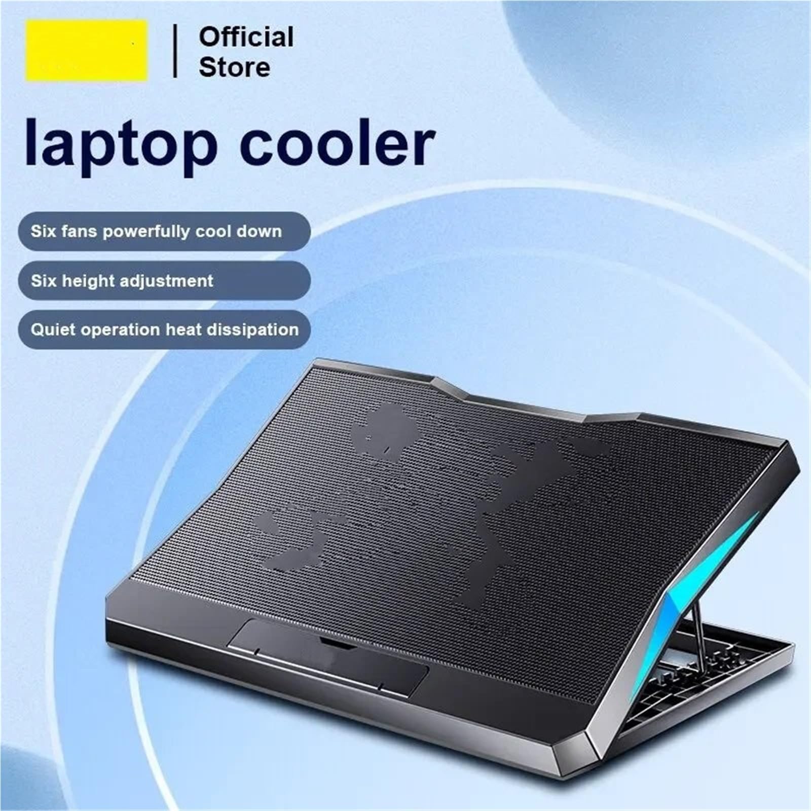 podstawka pod laptopa Chłodnica laptopa gier z sześcioma wentylatorami regulowana wysokość cicha podkładka chłodząca laptopy stojak na komputer laptopów poniżej 15.6 cala wentylator chłodzący do lapto