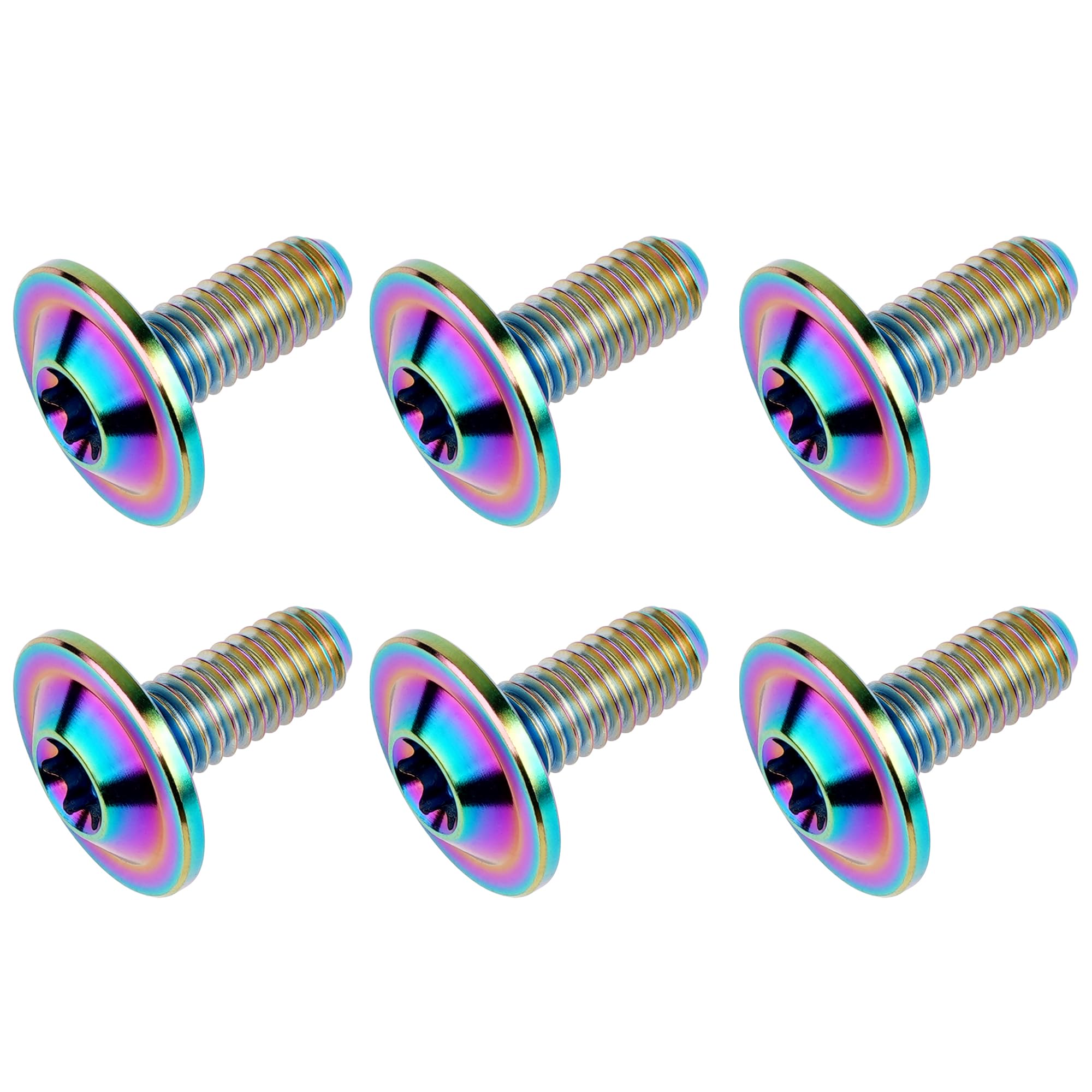 DWAMMEBRS Bolt M6x10 15 20mm Torx Head Screw For Bike Brake Lever Stem Parts Fasteners Pack Of 6(Rainbow,M6x15mm)