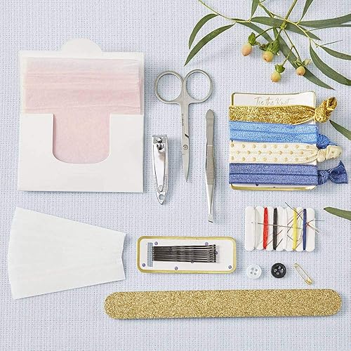 Miniatura 7 de Kit de emergencia para el día de la boda para novia, kit de supervivencia de boda de sauce azul, set de regalo de despedida de soltera con bolsa de