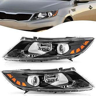 TUSDAR Headlight Assembly Fit for 2011 2012 2013 Kia Optima Headlamp Halogen Set Passenger and Driver side w/o bulbs