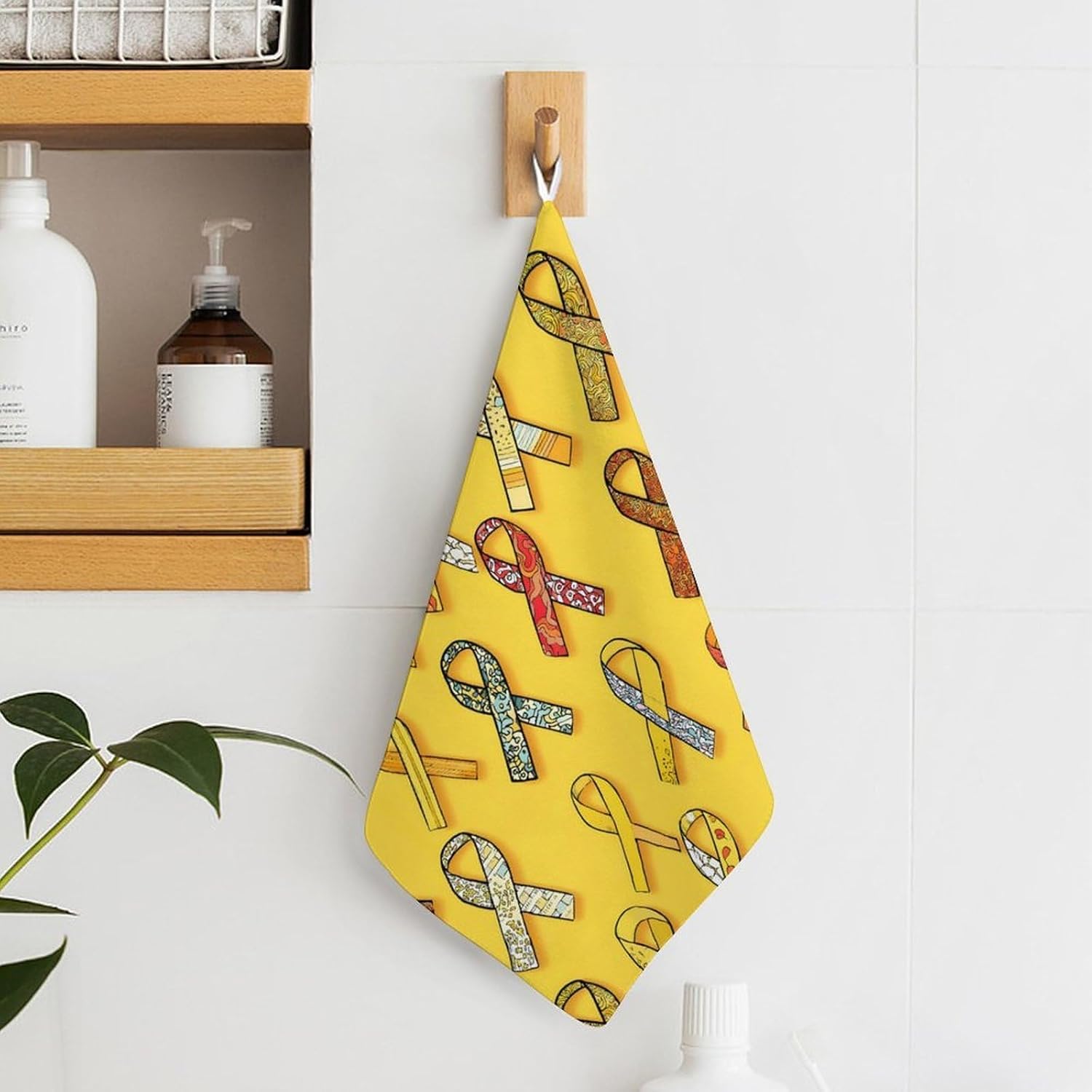 Childhood Cancer Awareness Ribbon Microfiber Hand Towels for Bathroom Soft Absorbent Bath Kitchen Towel with Hanging Loop 4PCS