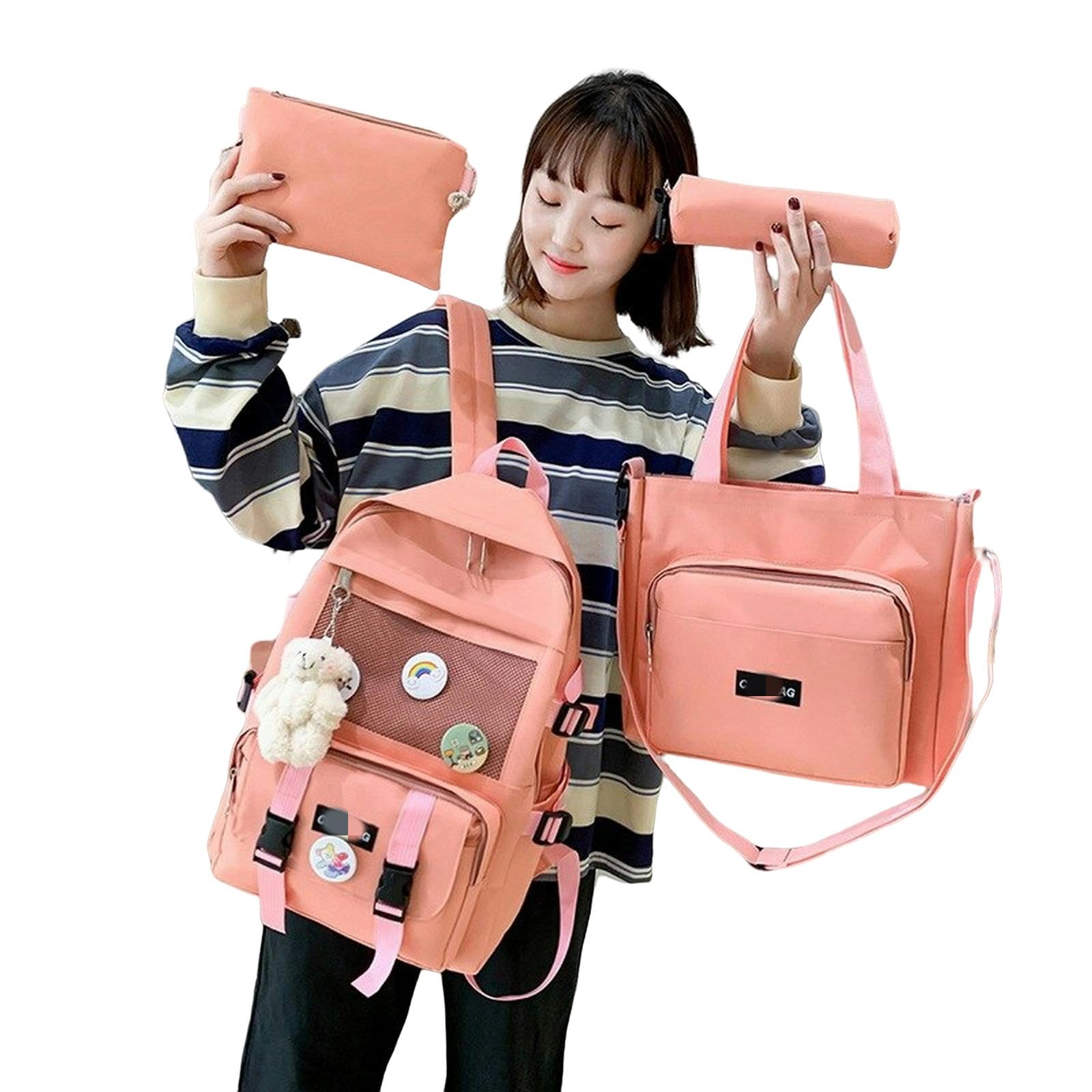 TEidea Mochila Escolar para niños Bolsas Escolares De Lienzo De Estilo Universitario - Set De 4 Piezas para Adolescentes Y Mujeres