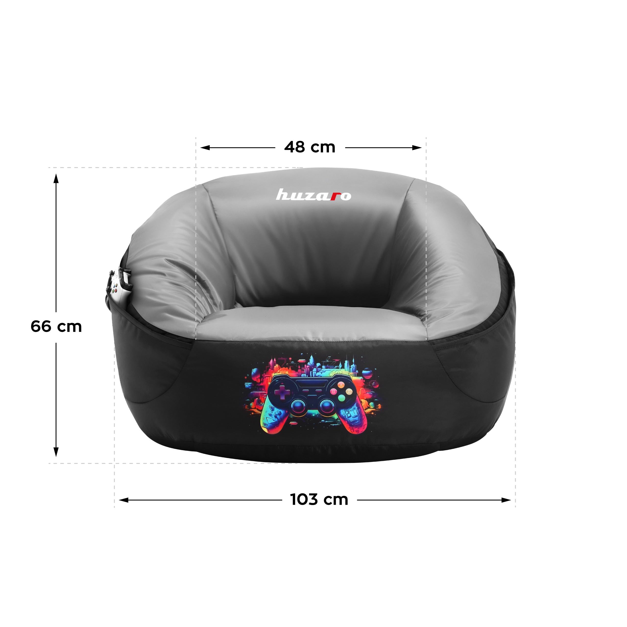 huzaro Winner 4.5 worek do siedzenia dla graczy, worek do siedzenia z kieszeniami, komfortowy | Bean Bag & uchwyt na słuchawki – odporny na wodę i zabrudzenia – ergonomiczny kształt – do gier, filmów, książek i relaksu