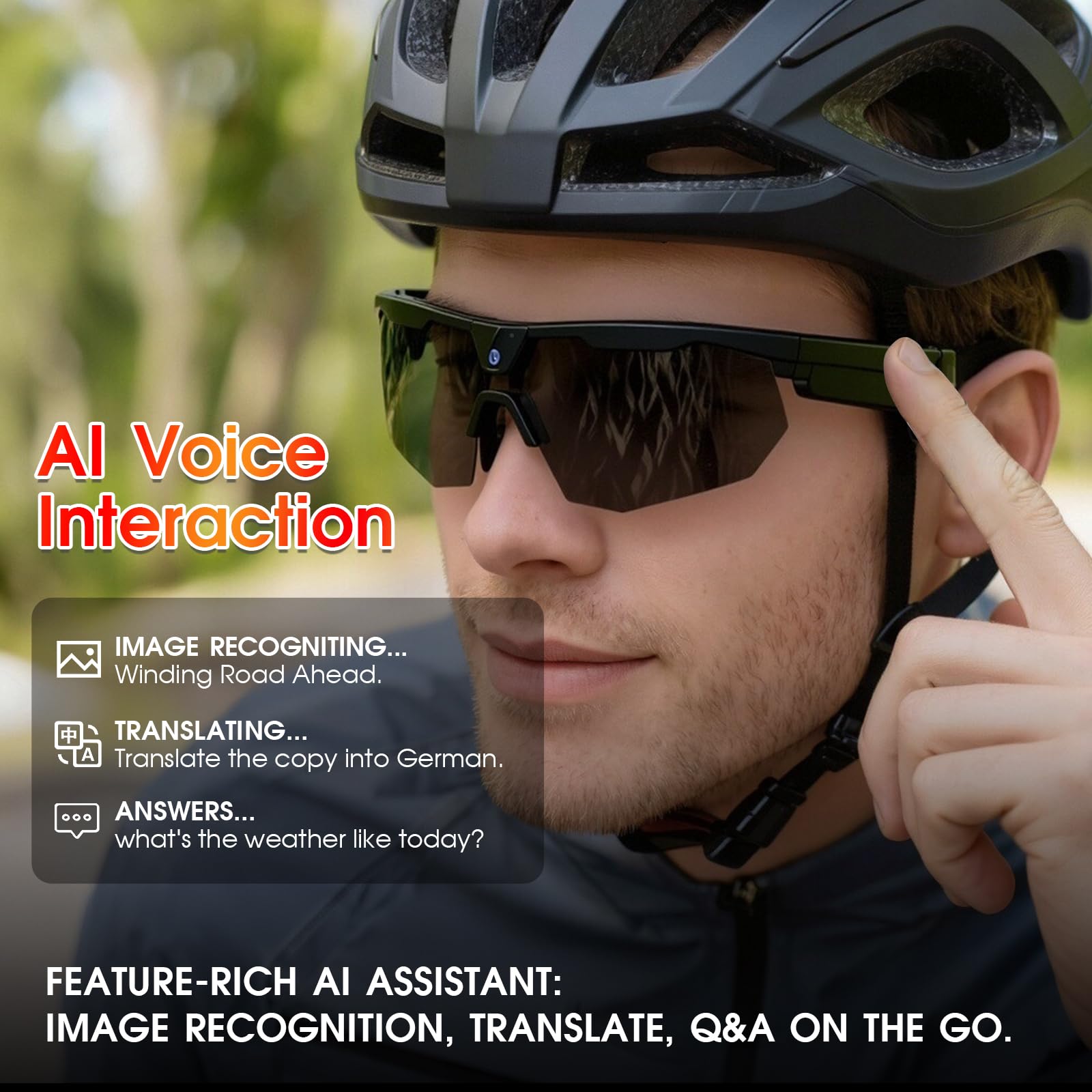 GenXenon Gafas Inteligentes con Cámara, Grabación Video HD POV 8 MP y Foto, Memoria Integrada, Gafas de Sol con Cámara para Deportes Aire Libre como Ciclismo, Esquí y Senderismo (Negro)