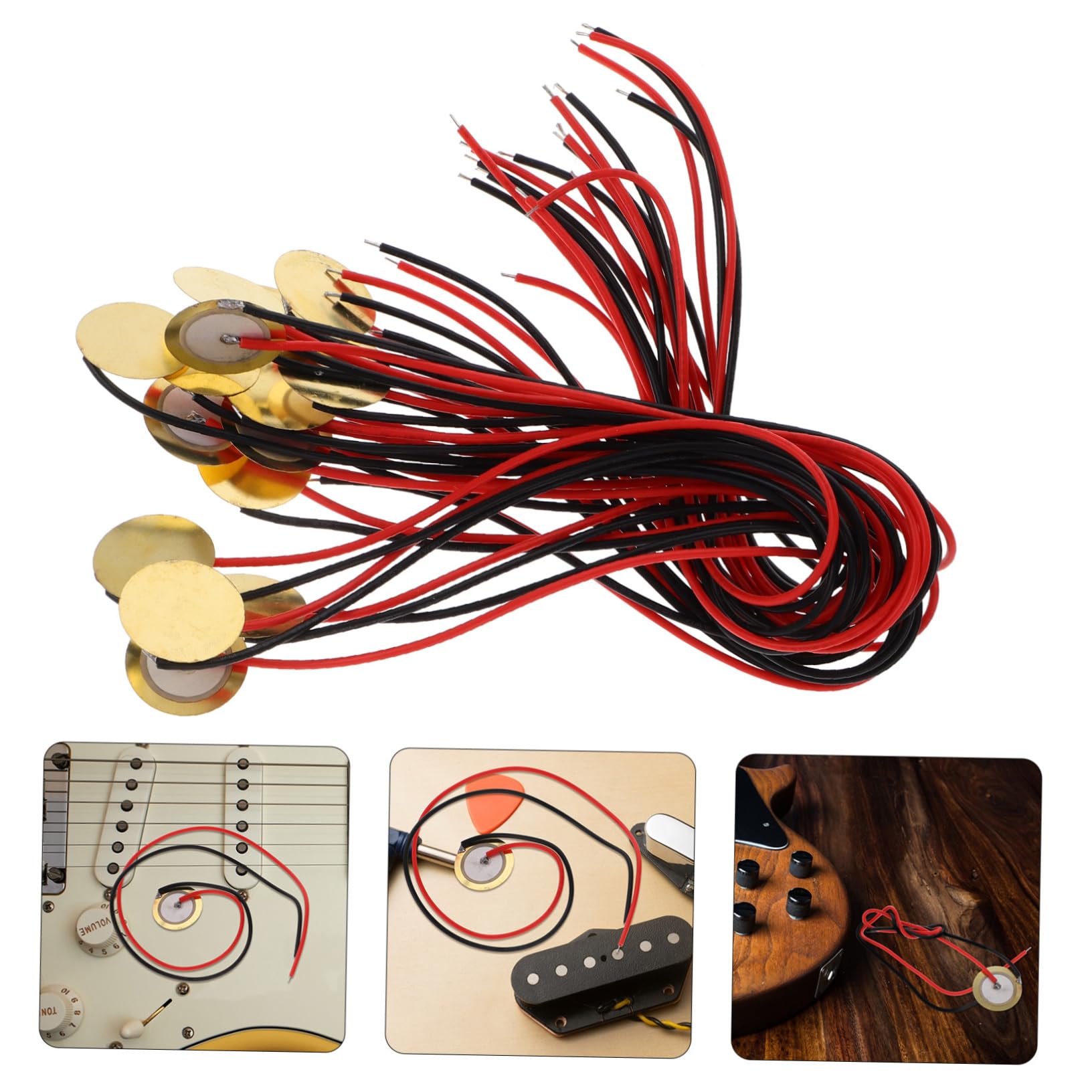 OFFSCH 20mm Electric Discs for Guitar Pickup Acoustic Pickup Transducer Disc Elements Microphone Buzzer Trigger Wide Application 25cm Wire Length