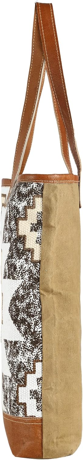 KPL Sel De Mer Upcycled Canvas and leather Hand Bag Cowhide Tote Bag shopping bag carry on leather bag