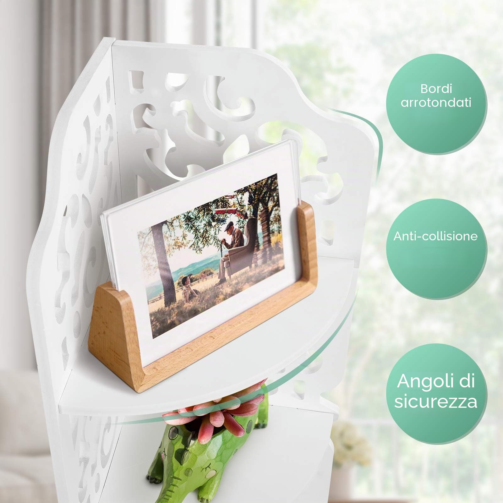 Mensola angolare da parete, impermeabile, resistente, bianca, per bagno, 80 x 18 x 22 cm