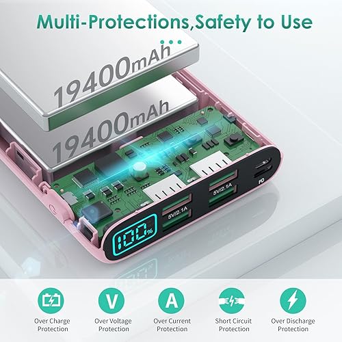 Miniatura 2 de Cargador portátil de 38800 mAh, banco de energía con pantalla LCD, 5 salidas USB, batería de respaldo, entrada y salida USB-C, carga de teléfono de