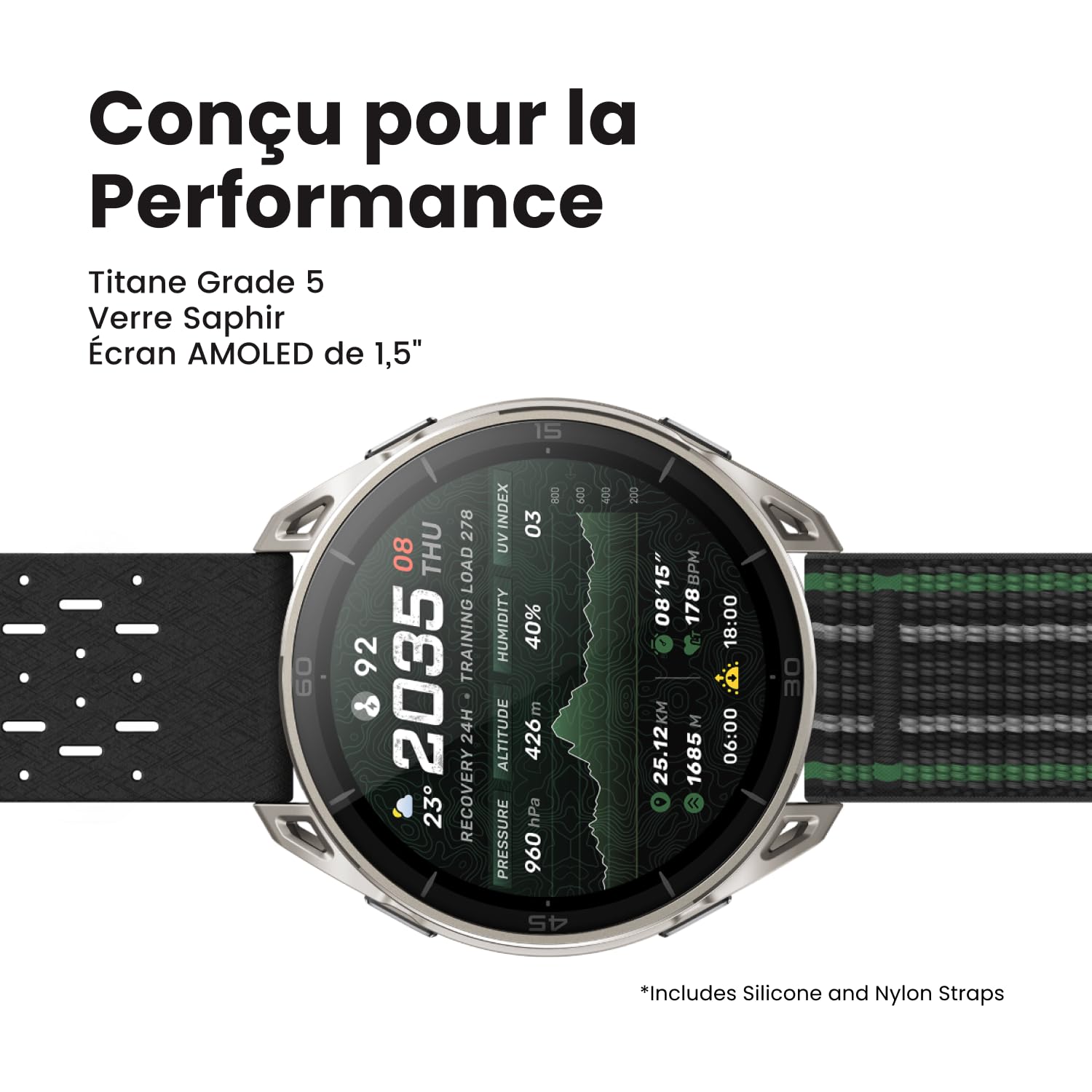 Amazfit Cheetah 2 Ultra Montre Connectée GPS 47 mm, Verre Saphir, Boîtier en Titane, Autonomie 30 Jours, Lampe Torche, Stockage de 64 Go, NFC, Cartes, +180 Modes Sportifs et HYROX, pour Android iPhone