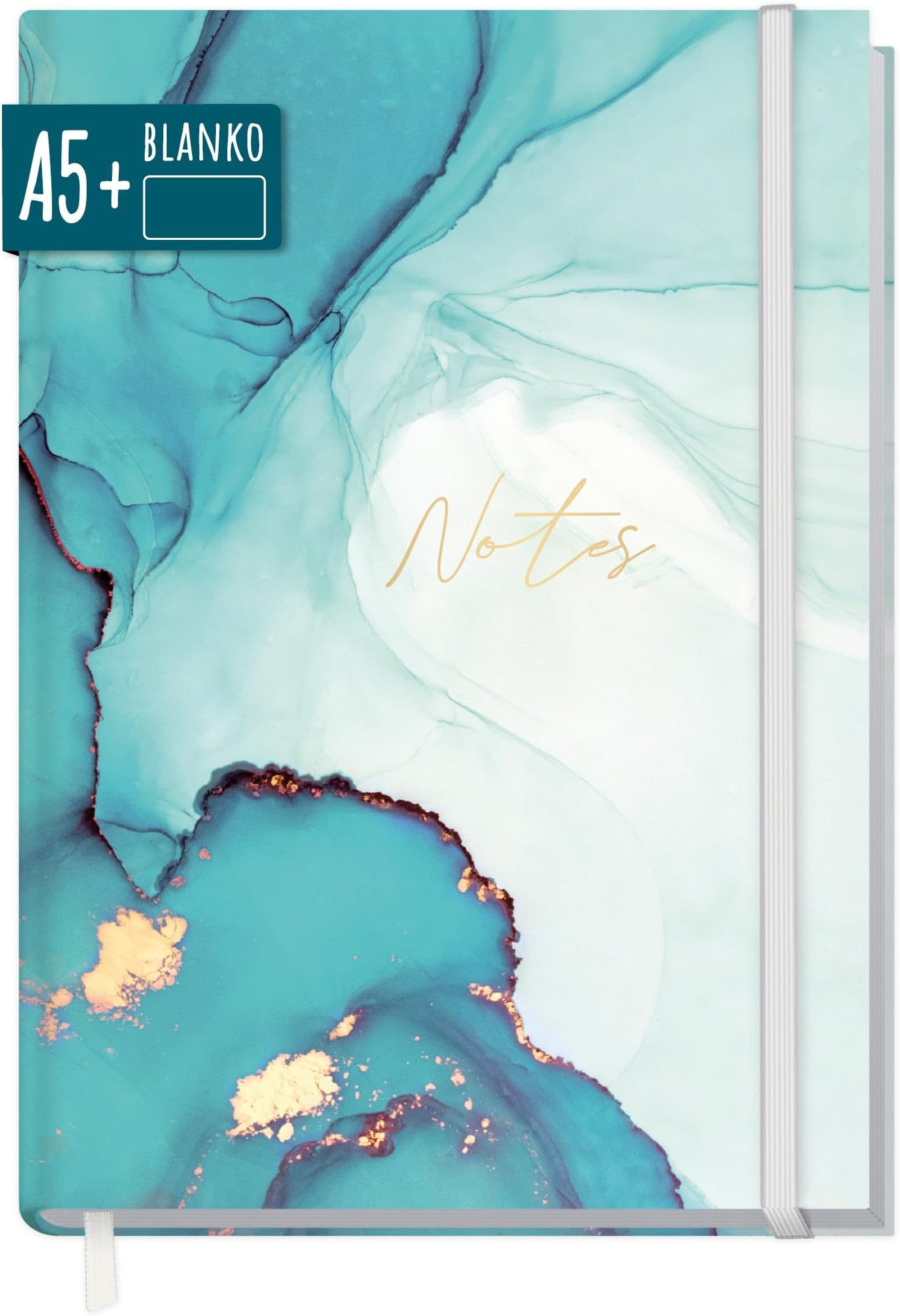 Bullet Journal A5 Gepunktet - Nachhaltig Mit Gummiband Blue Daisy