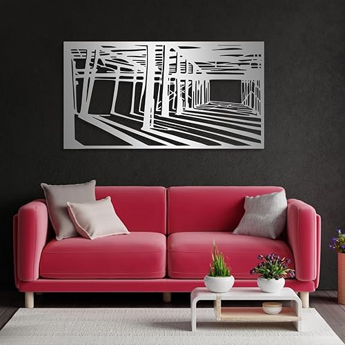 Decoración de pared de metal de granja, arte contemporáneo de pared de metal, arte de pared geométrico, arte de pared geométrico para interiores y