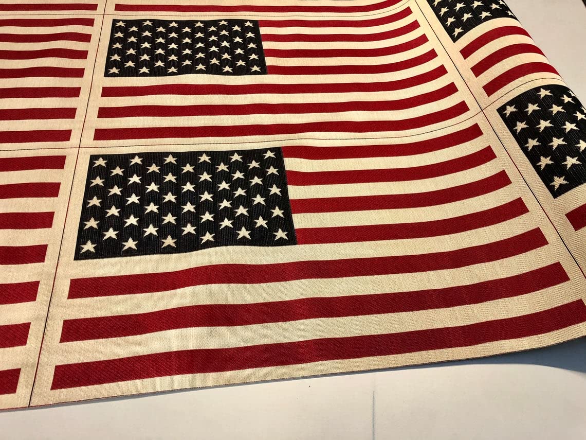 Lushfabric Usa Small 59X35cm Uk & Usa Banner Retro Flag Linen Look Heavy Crown Jacquard Gobelin Upholstery Cotton Cushion Panel Fabric - Sold By The Panel (Usa Small 59X35cm)