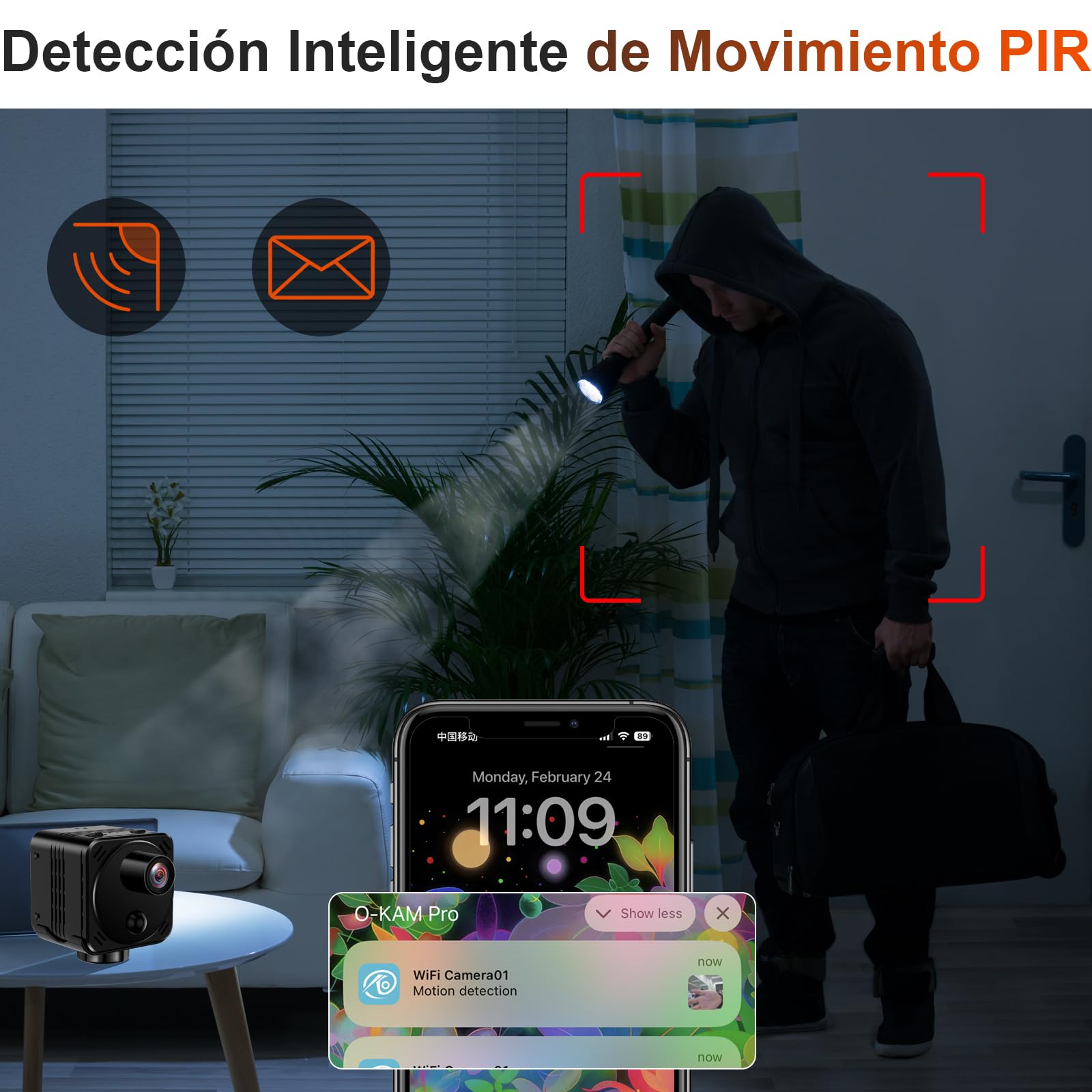 CYI Camara Espia Oculta 2.4G, Microcamaras Espias Camufladas HD1080P, Mini Camara Vigilancia WiFi Interior con PIR, Visión Nocturna Spy CAM al Menos 15 Horas, para el hogar, la Oficina, etc.