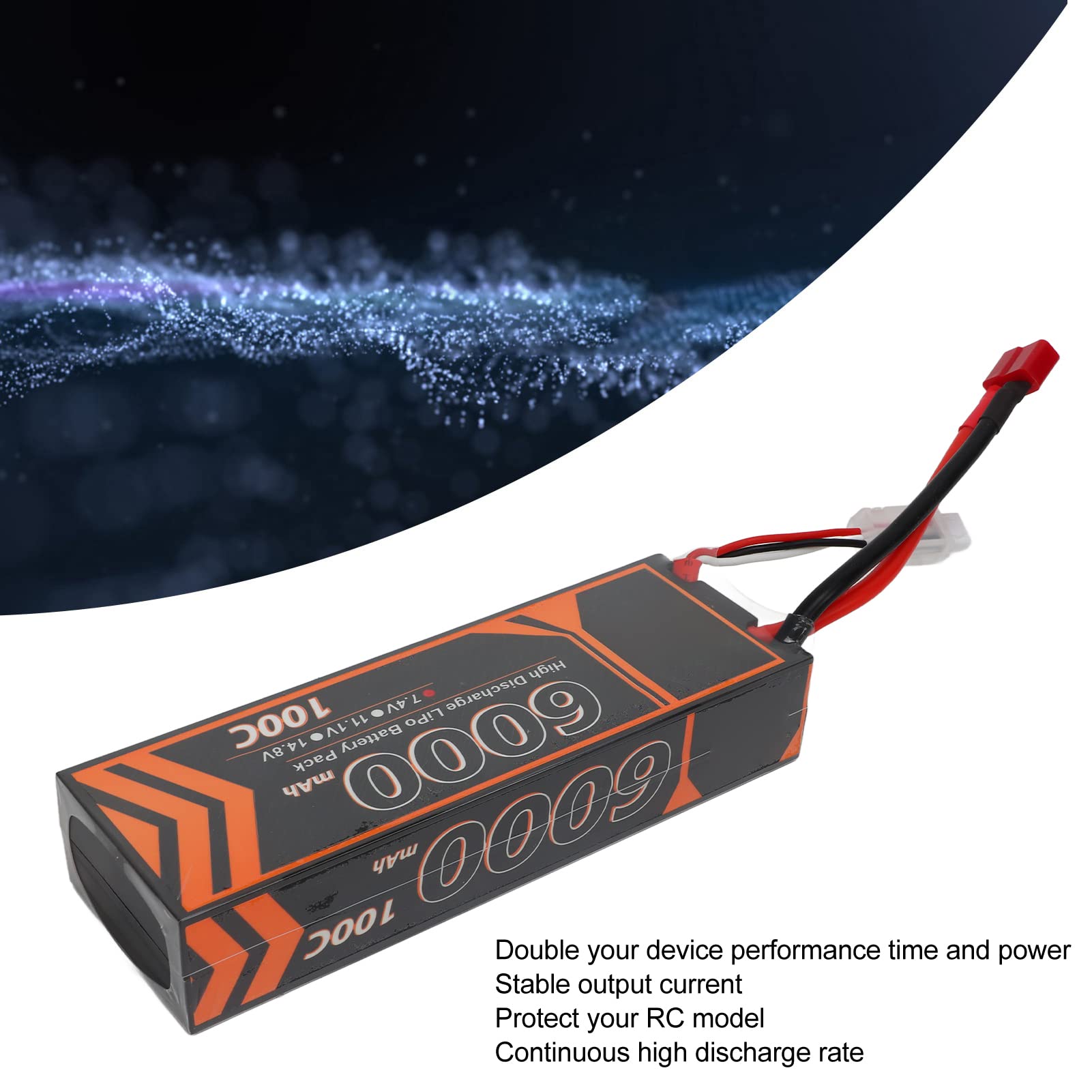 Batteria Lipo RC ad alte prestazioni 6000mAh 7.4V 2S a forma di T per modello di auto elicottero RC